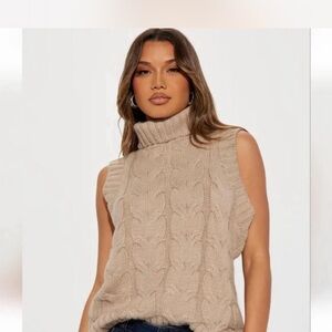 Forever 21 Tan Cable Knit Turtleneck Sweater